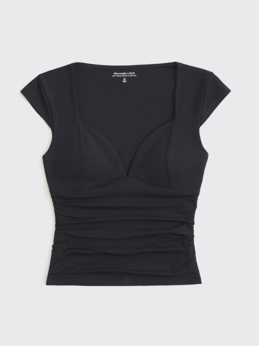 Abercrombie & Fitch Black Ruched Scoop Neck Tee